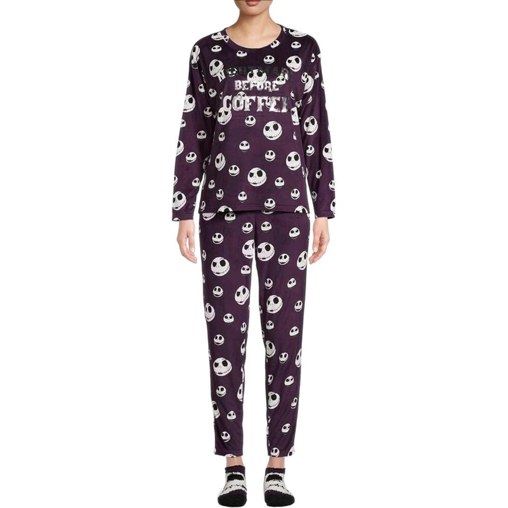 Nwot Disney Nightmare Before Christmas Purple Velour 3 Piece Set Pajamas Size 2X